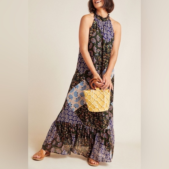 Anthropologie Dresses & Skirts - Anthropologie Maeve Katrina Patchwork Halter Maxi Dress Size Extra Small